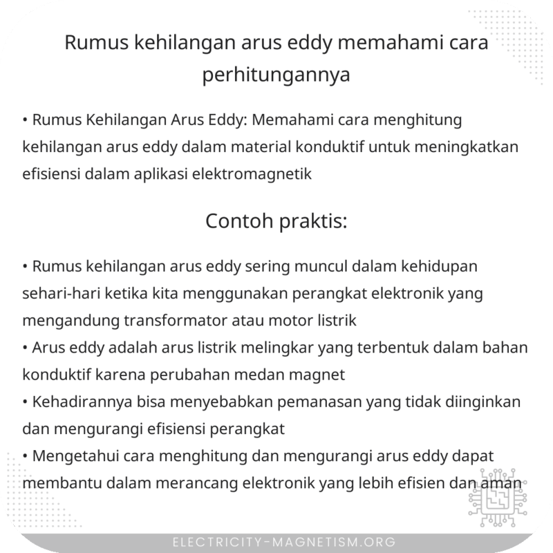 Rumus Kehilangan Arus Eddy | Memahami Cara Perhitungannya