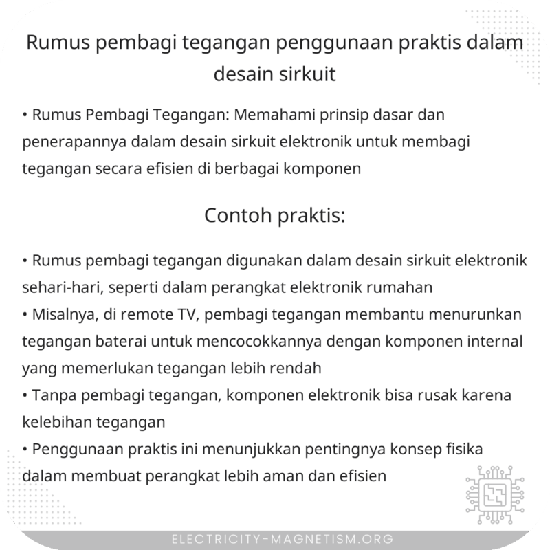 Rumus Pembagi Tegangan | Penggunaan Praktis dalam Desain Sirkuit