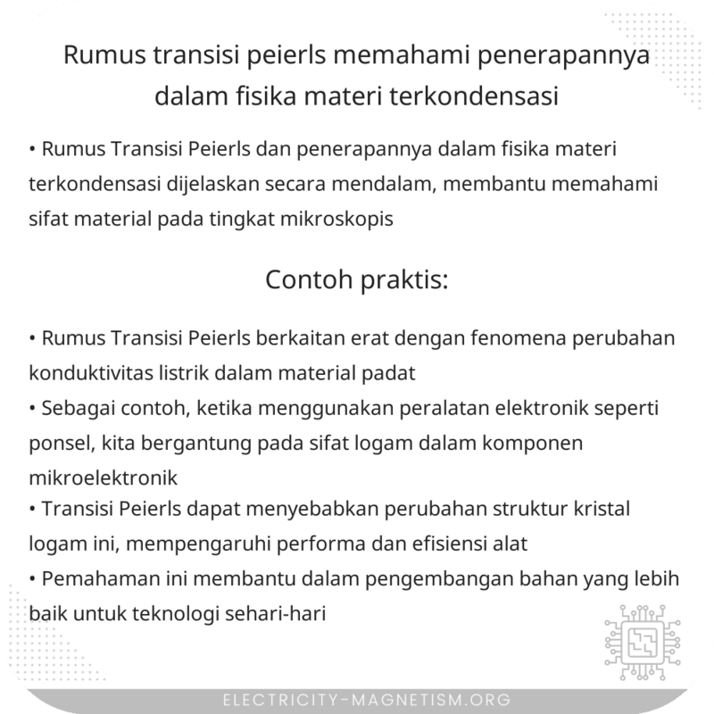Rumus Transisi Peierls | Memahami Penerapannya dalam Fisika Materi Terkondensasi