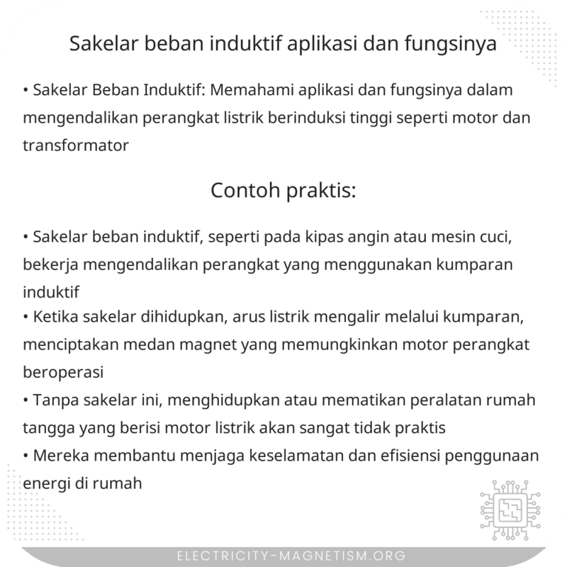 Sakelar Beban Induktif | Aplikasi dan Fungsinya