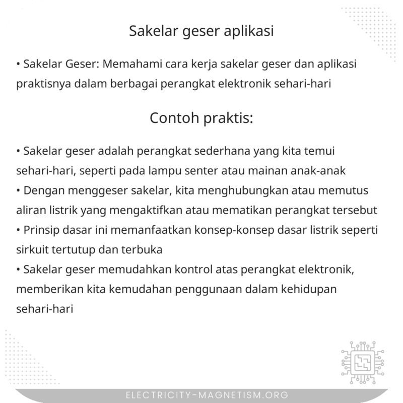 Sakelar Geser | Aplikasi