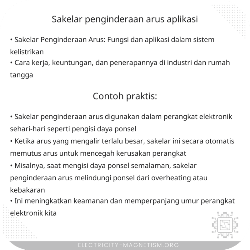 Sakelar Penginderaan Arus | Aplikasi