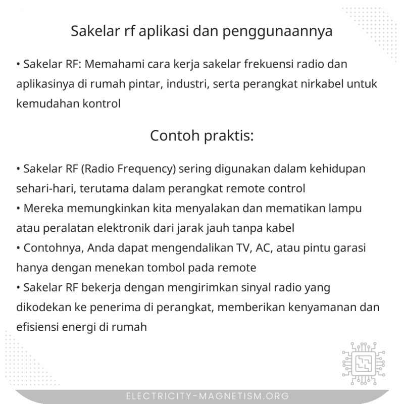 Sakelar RF | Aplikasi dan Penggunaannya