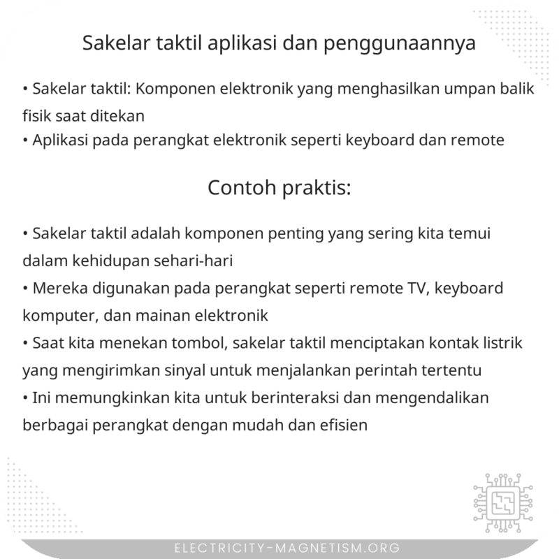 Sakelar Taktil | Aplikasi dan Penggunaannya