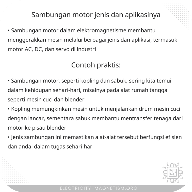 Sambungan Motor | Jenis dan Aplikasinya