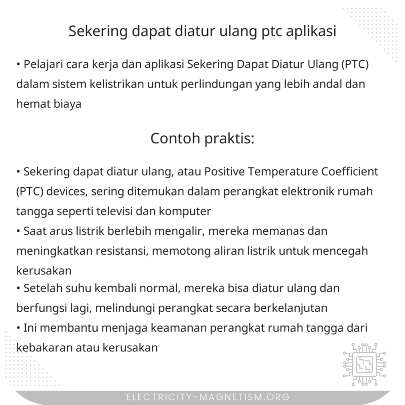 Sekering Dapat Diatur Ulang (PTC) | Aplikasi
