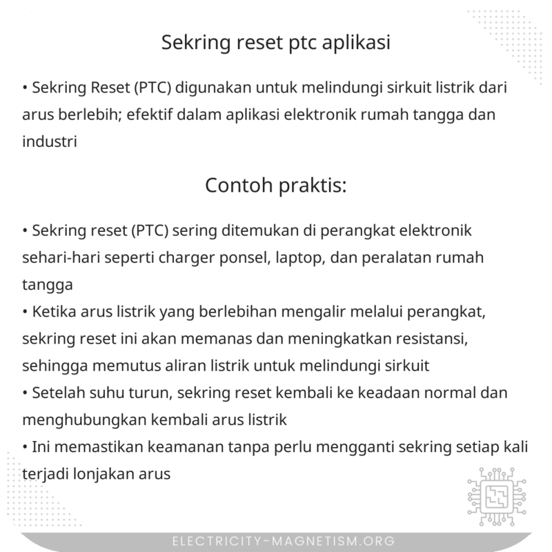 Sekring Reset (PTC) | Aplikasi