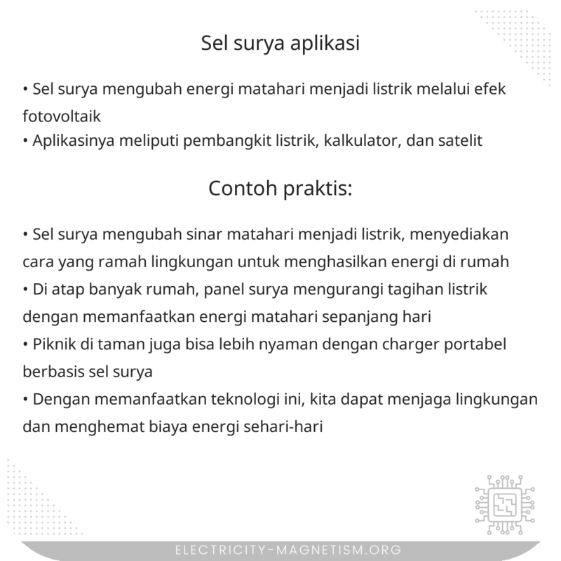 Sel Surya | Aplikasi