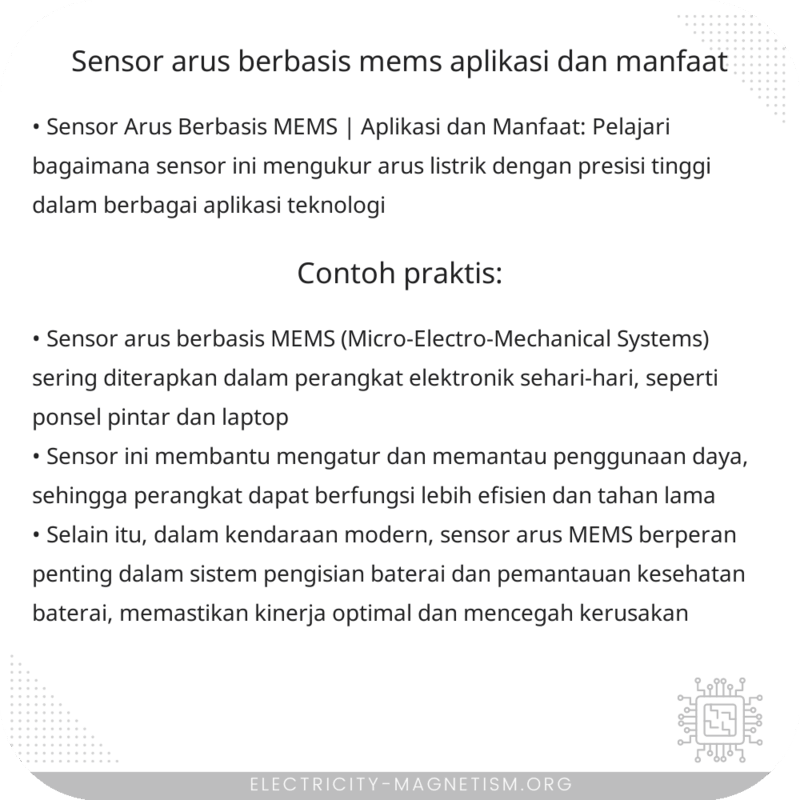 Sensor Arus Berbasis MEMS | Aplikasi dan Manfaat