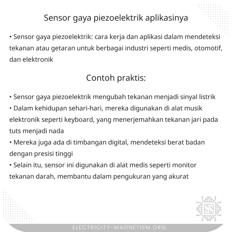 Sensor Gaya Piezoelektrik | Aplikasinya