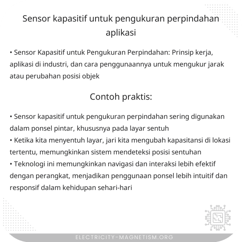 Sensor Kapasitif untuk Pengukuran Perpindahan | Aplikasi