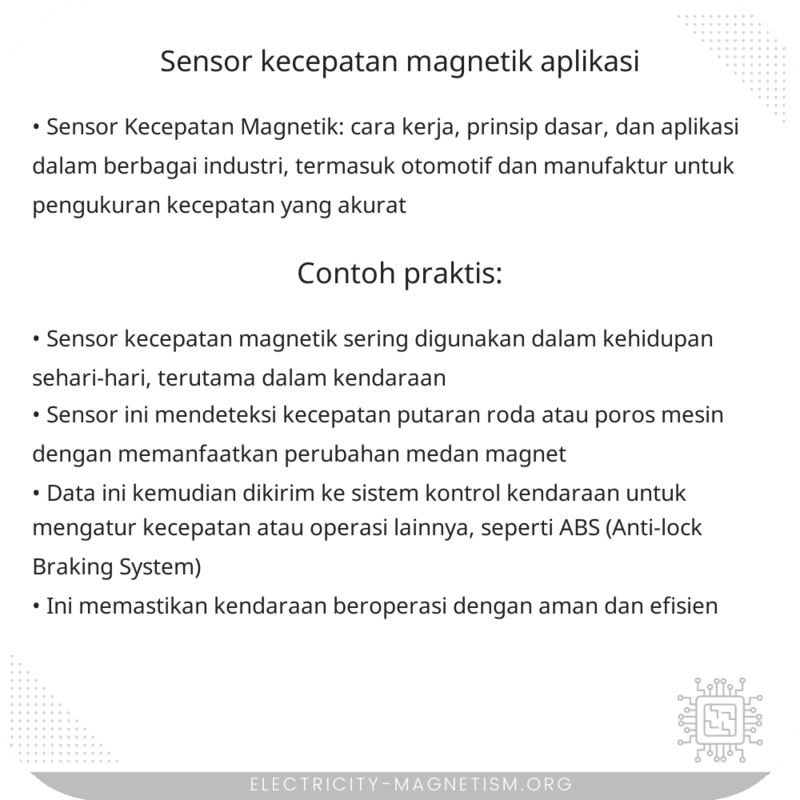 Sensor Kecepatan Magnetik | Aplikasi