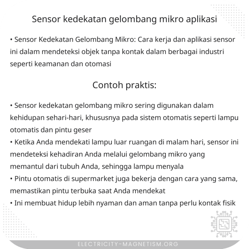 Sensor Kedekatan Gelombang Mikro | Aplikasi
