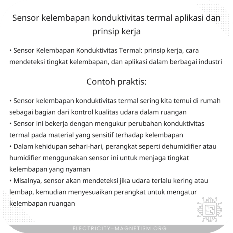 Sensor Kelembapan Konduktivitas Termal | Aplikasi dan Prinsip Kerja