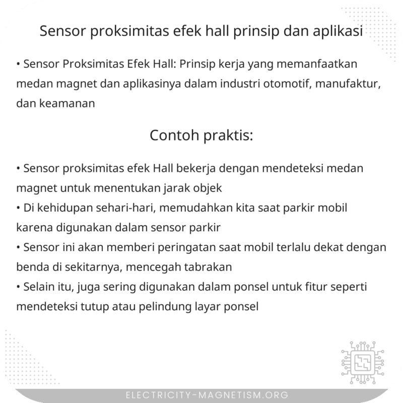 Sensor Proksimitas Efek Hall | Prinsip dan Aplikasi