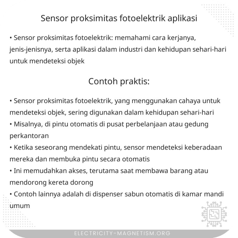 Sensor Proksimitas Fotoelektrik | Aplikasi