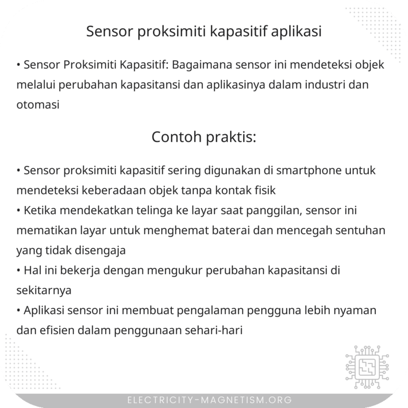 Sensor Proksimiti Kapasitif | Aplikasi