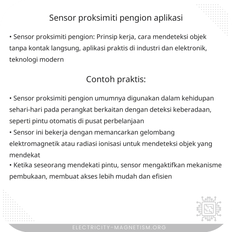 Sensor Proksimiti Pengion | Aplikasi