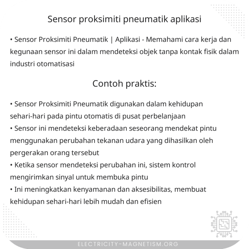 Sensor Proksimiti Pneumatik | Aplikasi