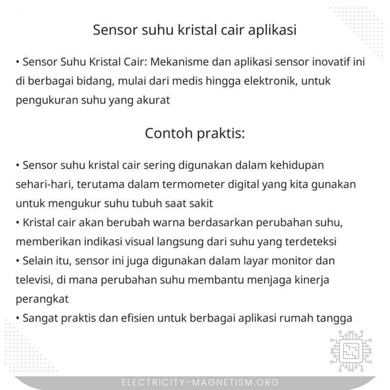 Sensor Suhu Kristal Cair | Aplikasi