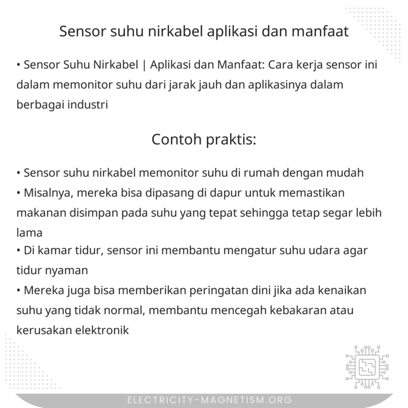Sensor Suhu Nirkabel | Aplikasi dan Manfaat