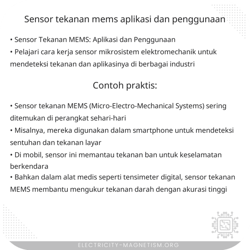 Sensor Tekanan MEMS | Aplikasi dan Penggunaan