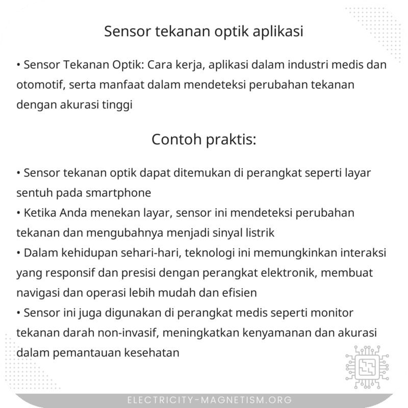Sensor Tekanan Optik | Aplikasi