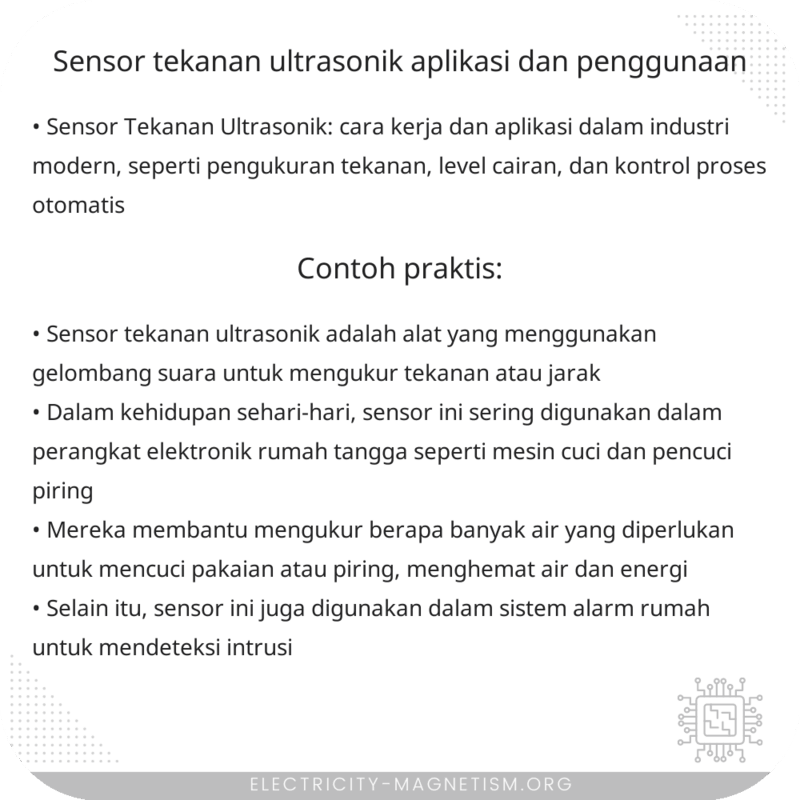 Sensor Tekanan Ultrasonik | Aplikasi dan Penggunaan