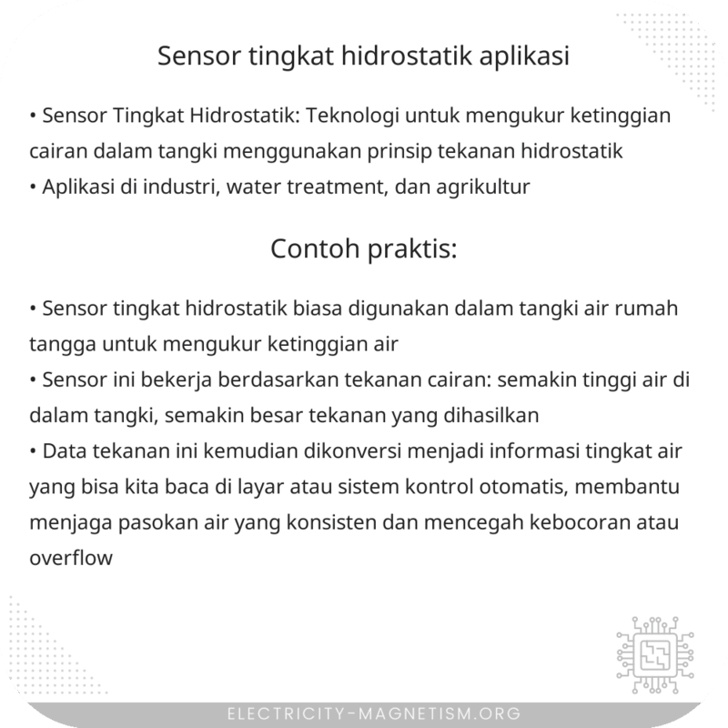 Sensor Tingkat Hidrostatik | Aplikasi