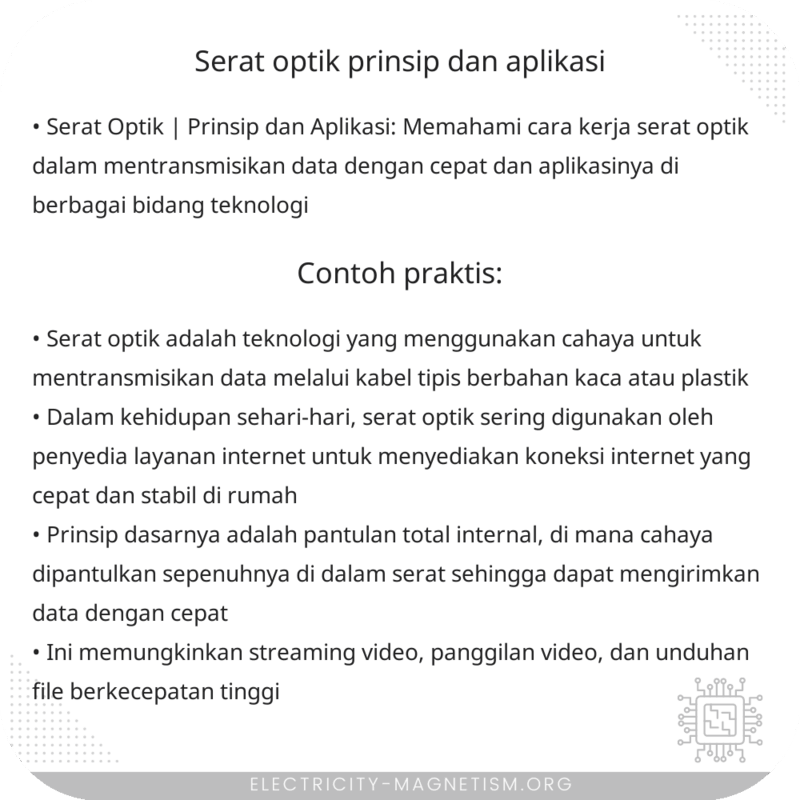 Serat Optik | Prinsip dan Aplikasi