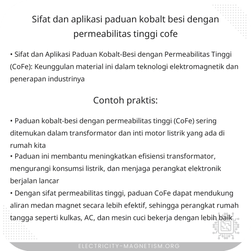 Sifat dan Aplikasi Paduan Kobalt-Besi dengan Permeabilitas Tinggi (CoFe)