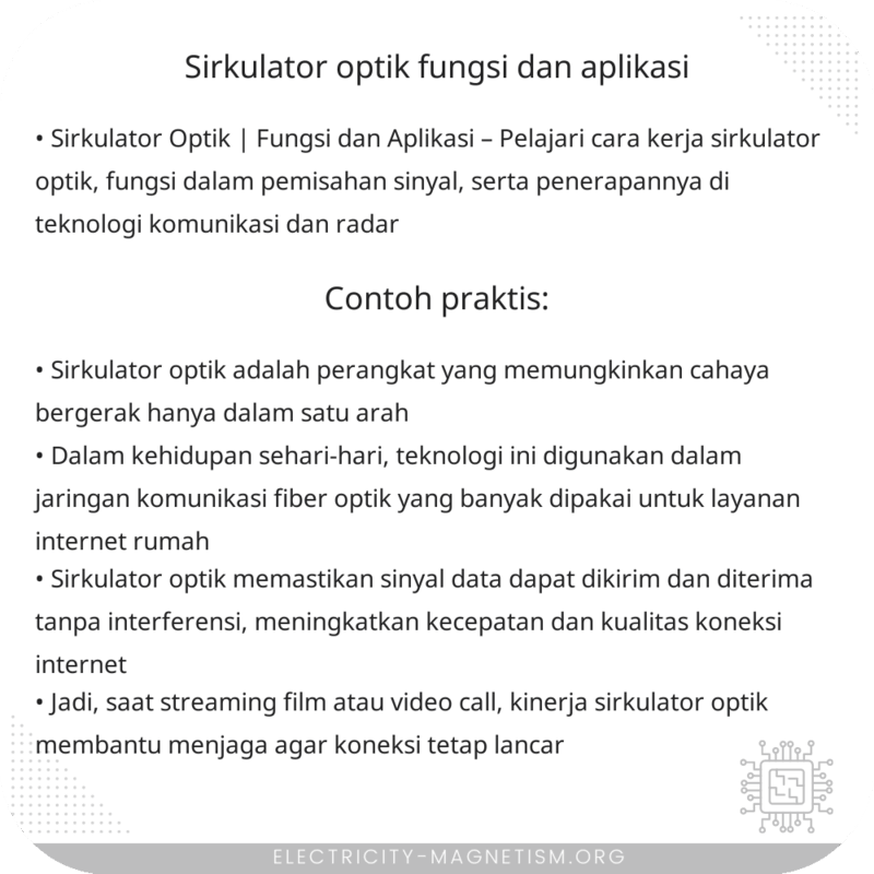 Sirkulator Optik | Fungsi dan Aplikasi