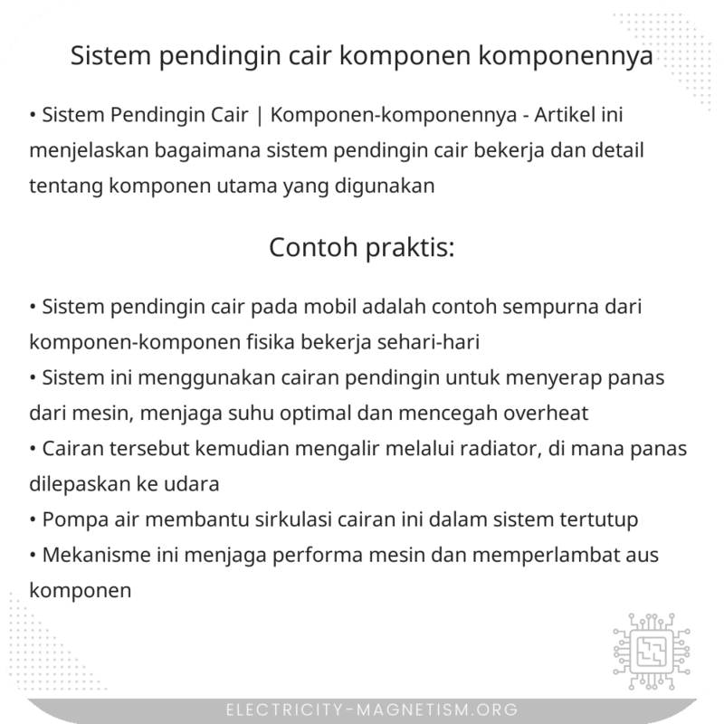Sistem Pendingin Cair | Komponen-komponennya