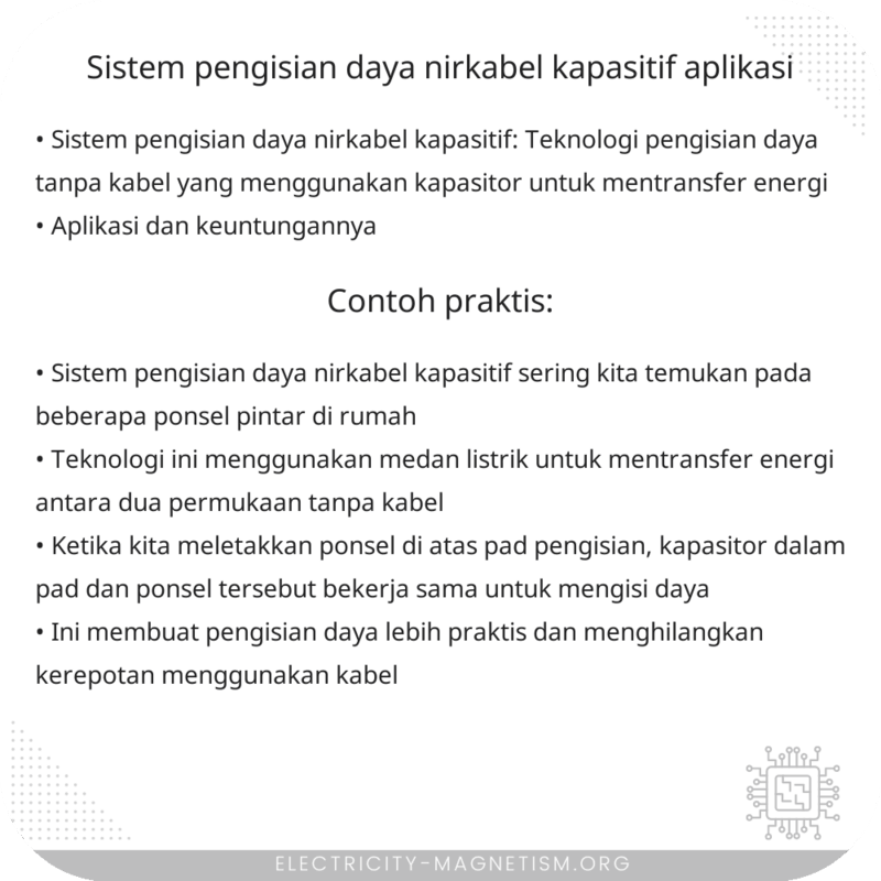 Sistem Pengisian Daya Nirkabel Kapasitif | Aplikasi