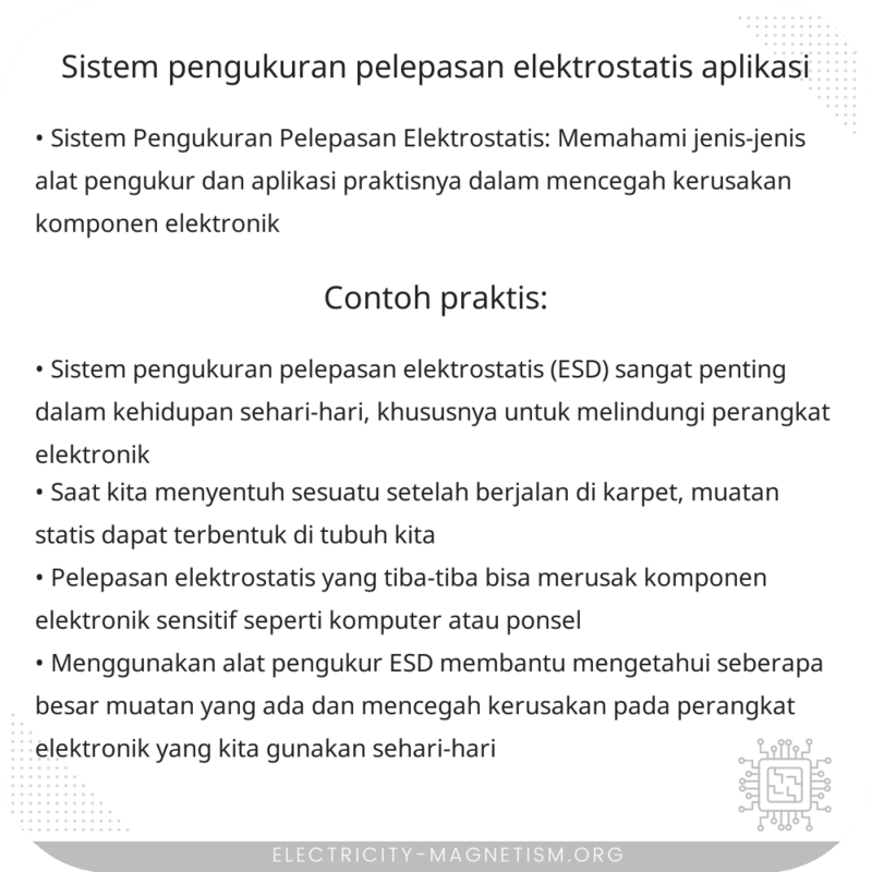Sistem Pengukuran Pelepasan Elektrostatis | Aplikasi