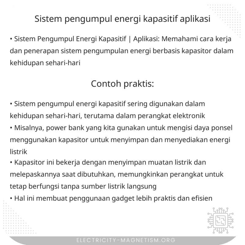 Sistem Pengumpul Energi Kapasitif | Aplikasi