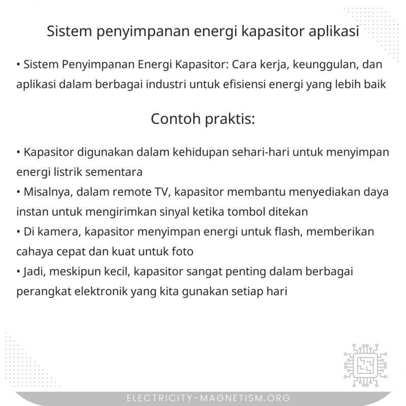 Sistem Penyimpanan Energi Kapasitor | Aplikasi