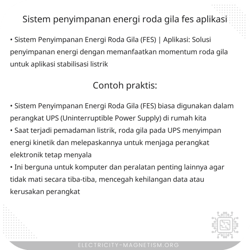 Sistem Penyimpanan Energi Roda Gila (FES) | Aplikasi