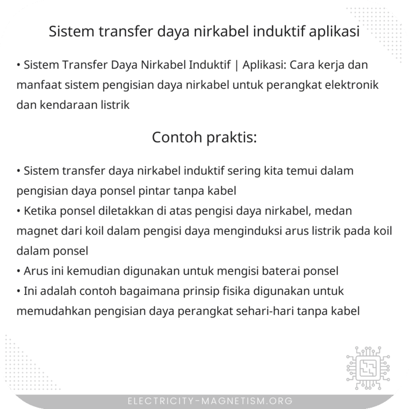 Sistem Transfer Daya Nirkabel Induktif | Aplikasi