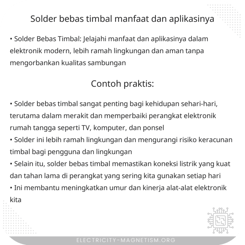 Solder Bebas Timbal | Manfaat dan Aplikasinya
