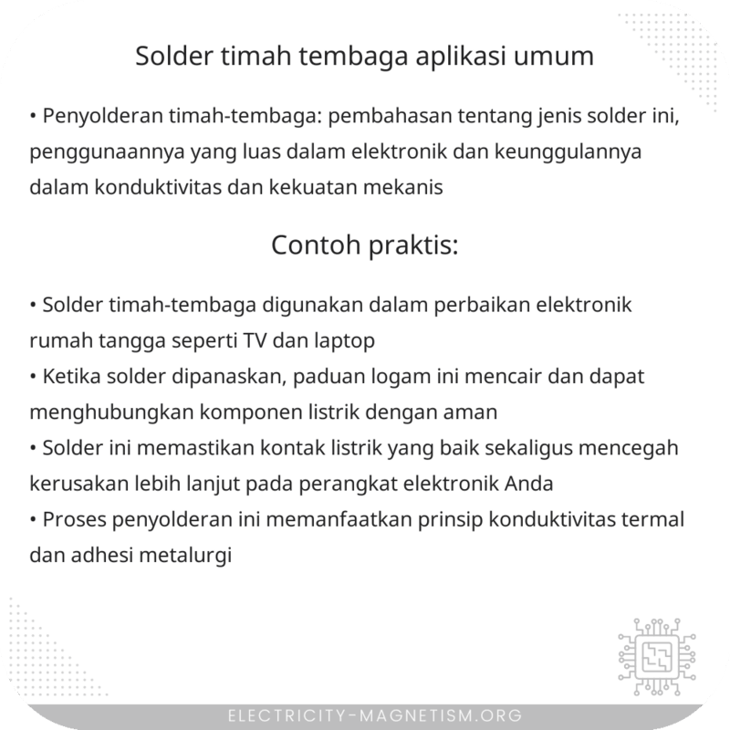 Solder Timah-Tembaga | Aplikasi Umum