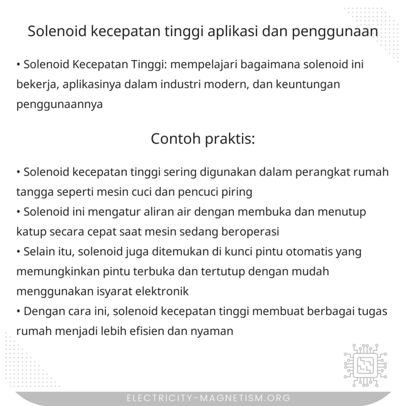 Solenoid Kecepatan Tinggi | Aplikasi dan Penggunaan