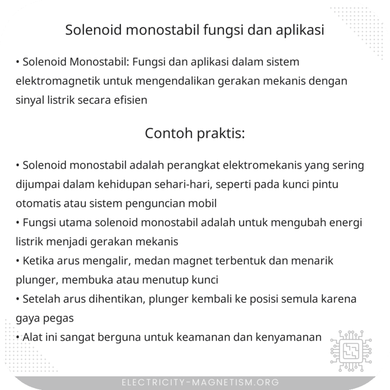Solenoid Monostabil | Fungsi dan Aplikasi
