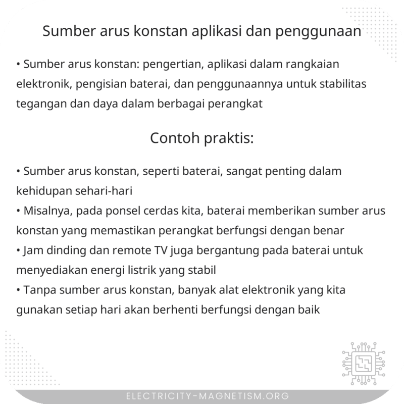 Sumber Arus Konstan | Aplikasi dan Penggunaan