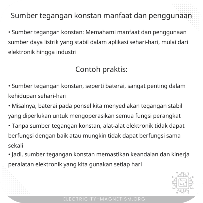 Sumber Tegangan Konstan | Manfaat dan Penggunaan