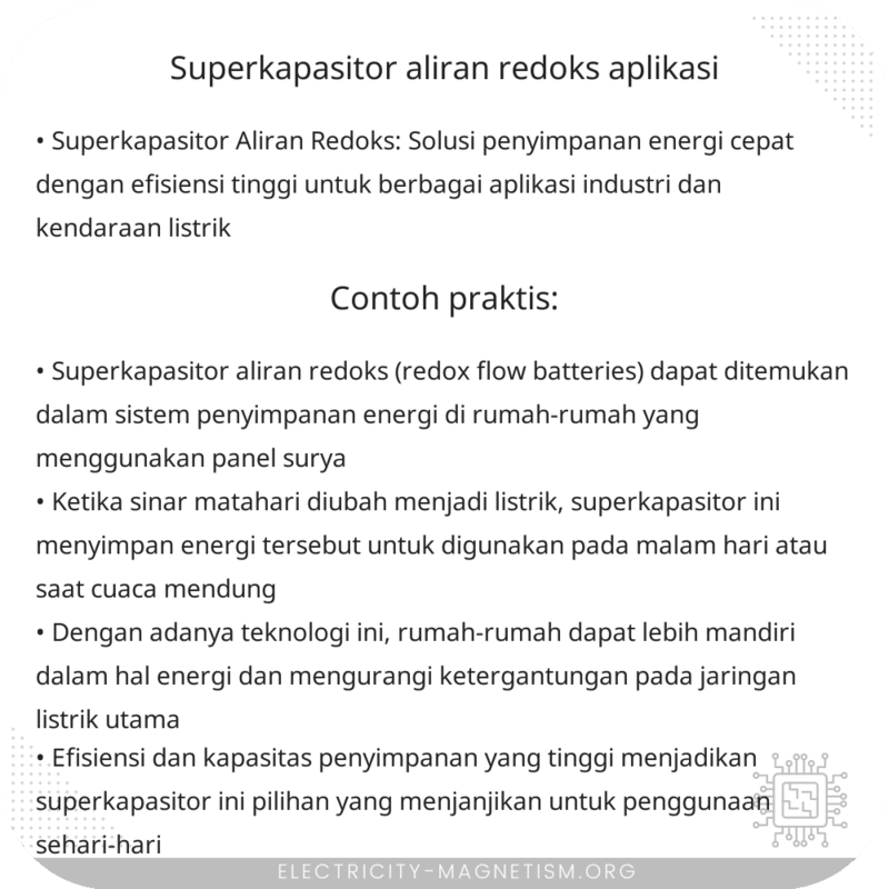 Superkapasitor Aliran Redoks | Aplikasi