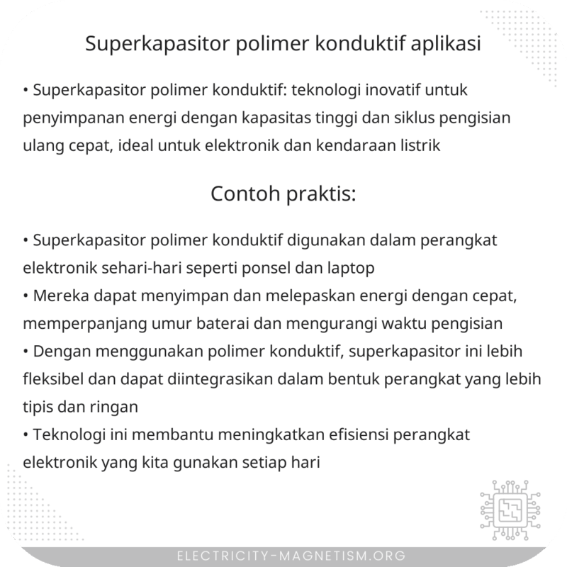 Superkapasitor Polimer Konduktif | Aplikasi