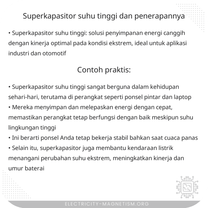 Superkapasitor Suhu Tinggi dan Penerapannya