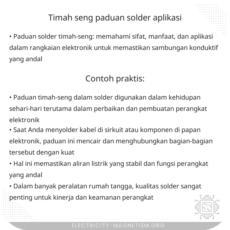 Timah-Seng Paduan Solder | Aplikasi