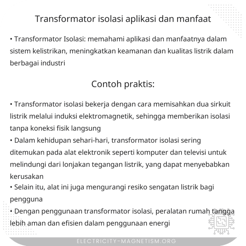 Transformator Isolasi | Aplikasi dan Manfaat